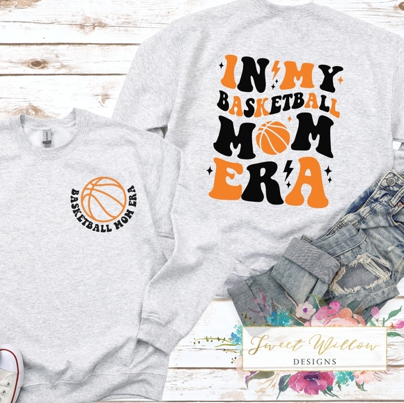 In My Basketball Mom Era with Pocket Design Crewneck Sweatshirt Retro - Picture 1 of 1